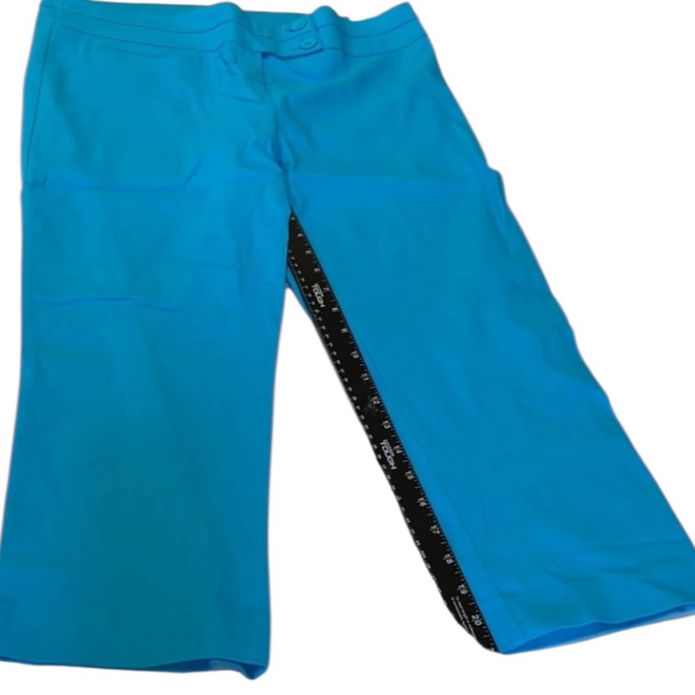 Sharagano size 14 aqua turquoise cropped pants Flat front with stretch NWT